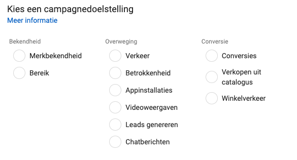 Een tabel met Facebook-advertentiedoelen