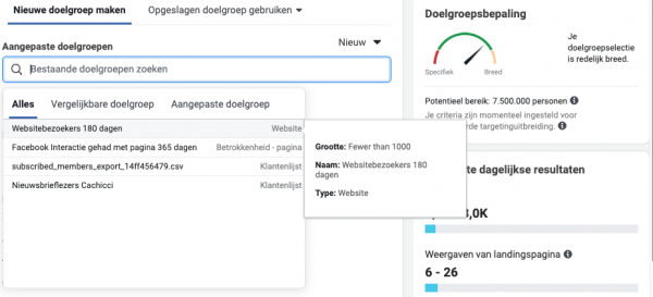 Een screenshot van targeting
