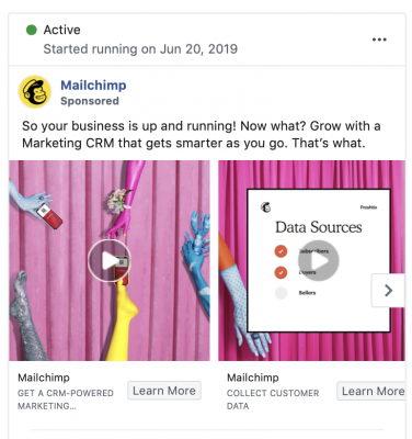 Facebook advertentie Mailchimp