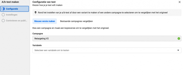 Facebook advertentie split testen