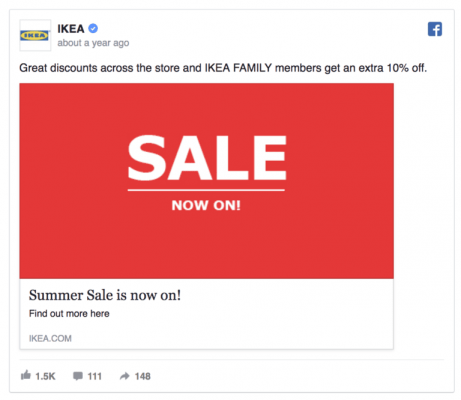 Facebook advertenties ikea