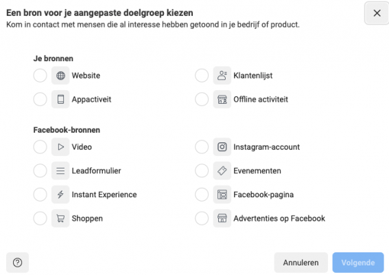 Facebook biedt tal van remarketingopties